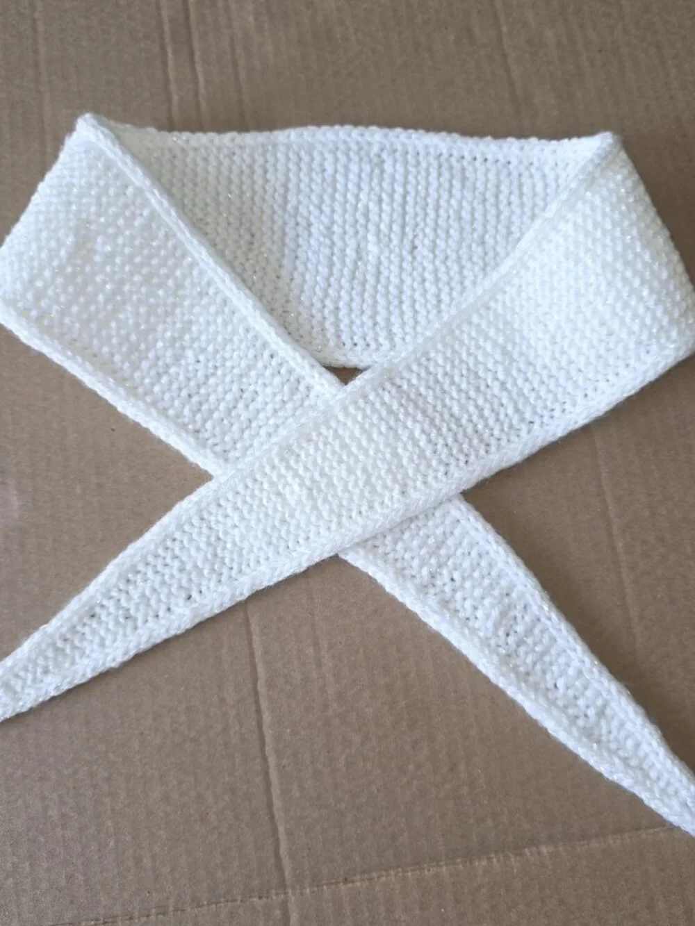 Sophie Scarf Classic Design Small Double Wrap Handmade Knitted Acrylic White